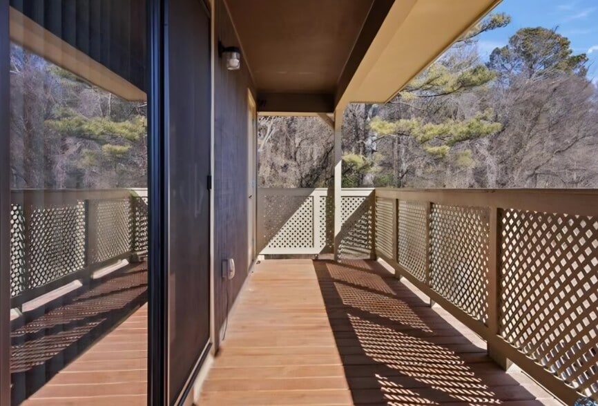 Private patio with storage closet. - 5050 Seven Pine Cir