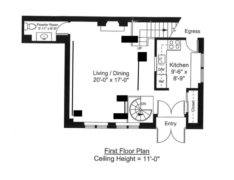 Living room, entrance level - 111 W Dedham St