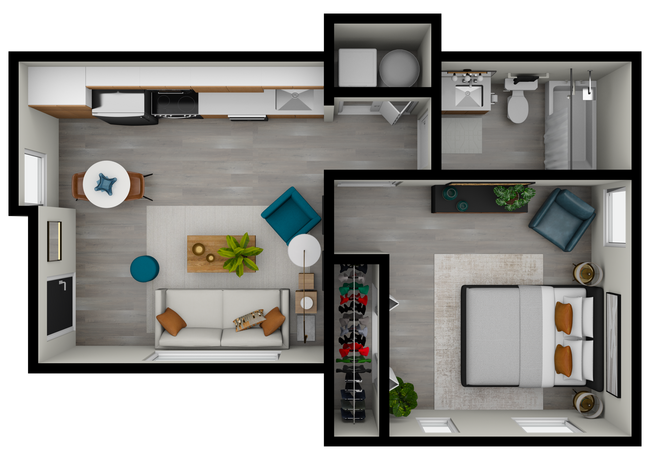 1bd/1ba 473sqft - Blue Mason Apartments