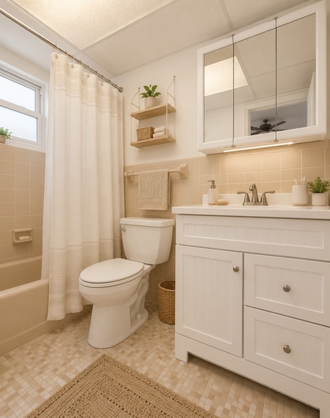 bathroom with bathtub and showerhead and new vanity - 4532 Bougainvilla Dr