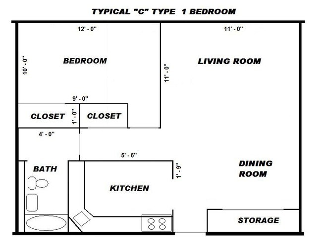Floorplan - Town Brook House Apartments