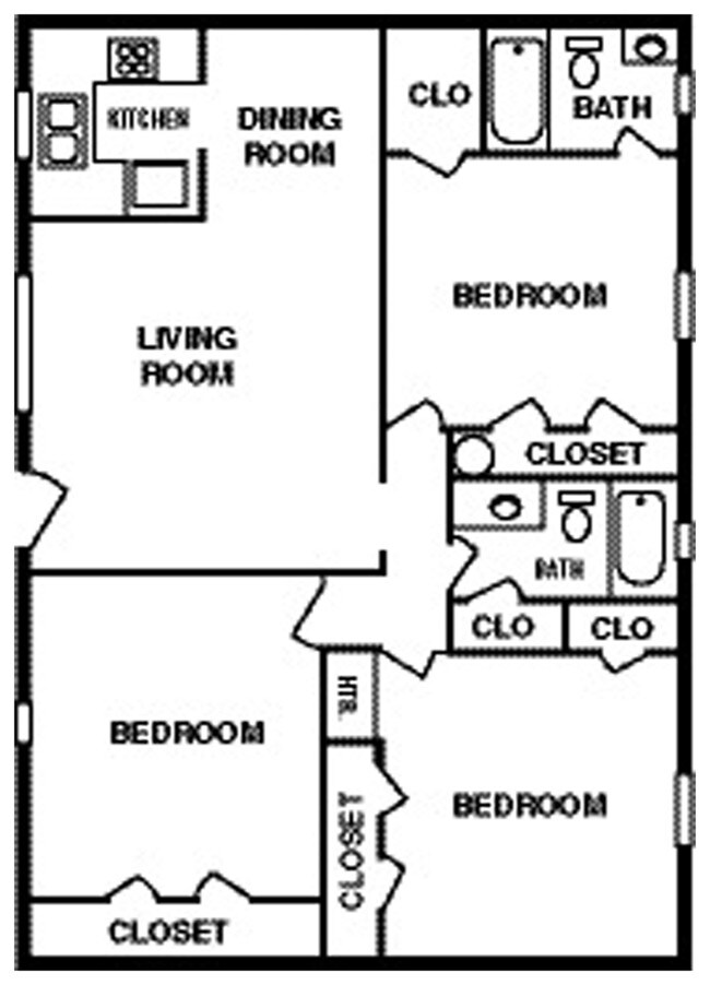 Three Bedroom, Two Bath - Manchester Park Apartments