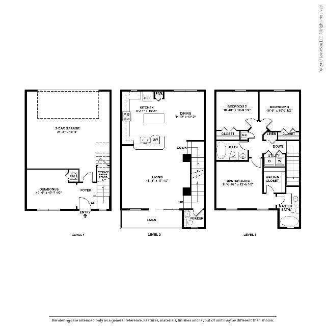 Cypress Creek - Vista - 1611 SF - 3B2.5B - 2D Floorplan - Lantower Cypress Creek
