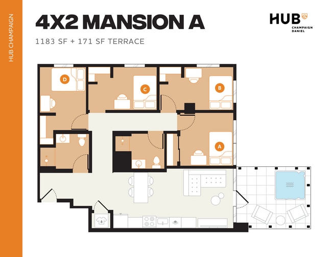 4x2 Mansion A - Hub Champaign