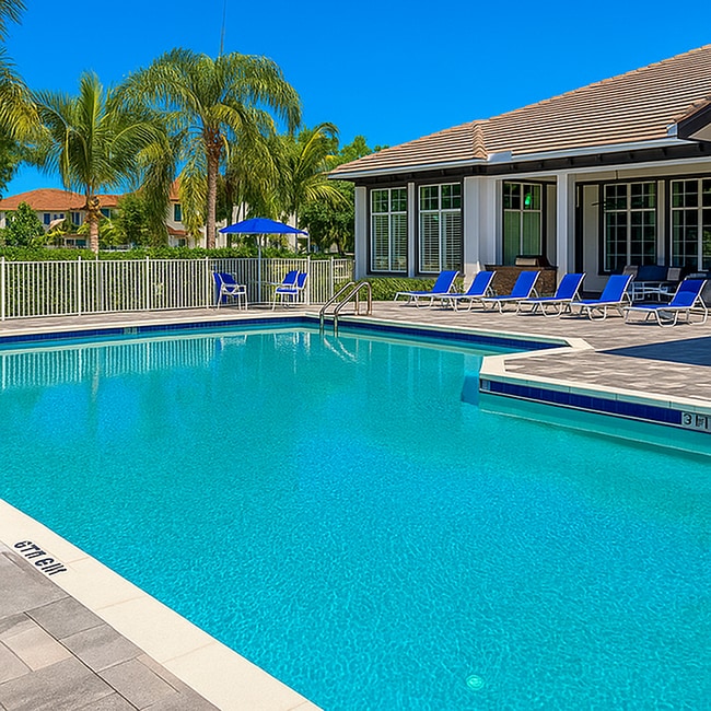 Outdoor pool area with sundeck