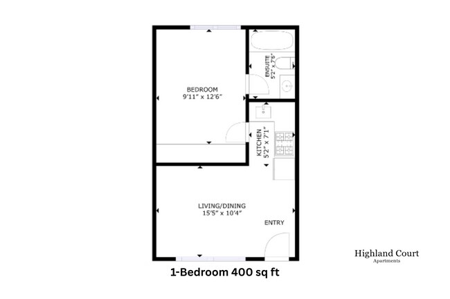 1x1 l 400 sq ft l Highland Court - Highland Court Apartments