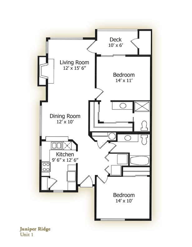 2 bedroom 2 bathroom Style 1 - Juniper Ridge Apartments