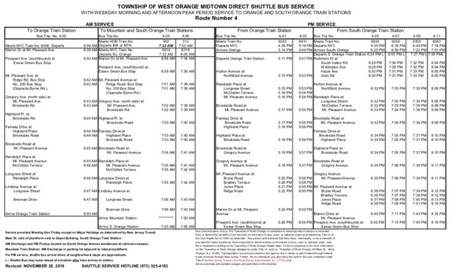 West Orange Jitney Schedule - 24 Hutton Ave