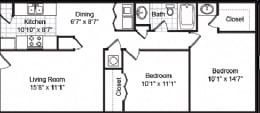 2BR/1BA - Bay South