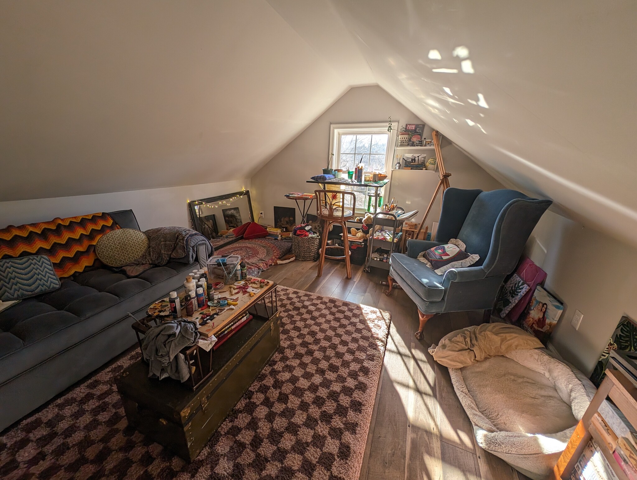 Upstairs finished attic - 3rd bedroom, used as an arts/crafts/creative space in this photo - 5322 Walker Ave