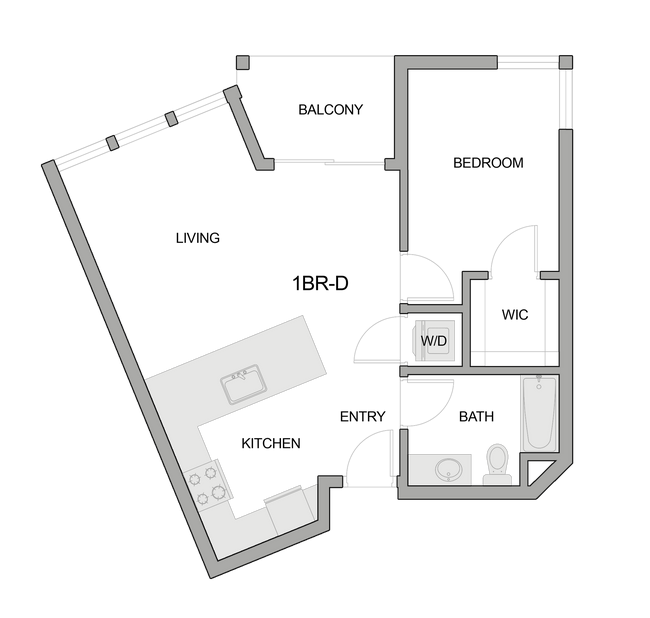 2D Floor Plan Rendering of a One-Bedroom Apartment - Textur