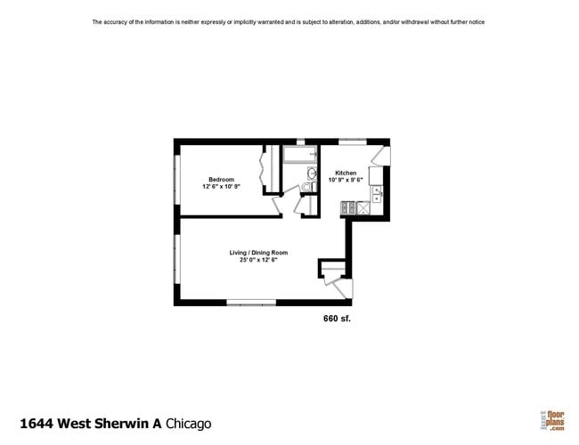 One Bedroom A Floor Plan - 1644 W. Sherwin