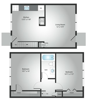 2BR/1BA - Riverview Townhomes