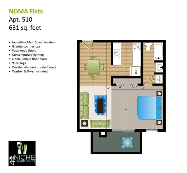 510 Studio Apartment on Main St! - NOMA Flats