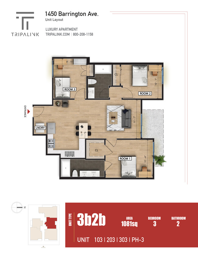 Floorplan - 1450 S Barrington Ave