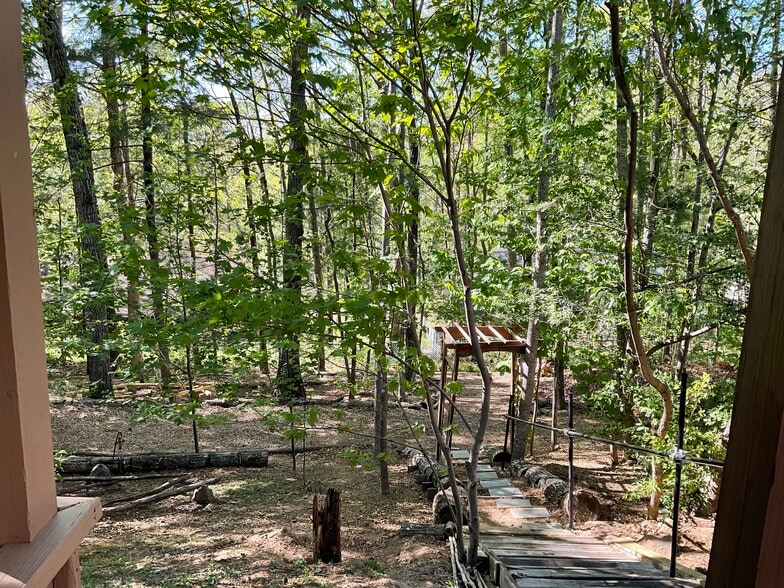 Shaded backyard trail. - 10 Hillsboro Dr