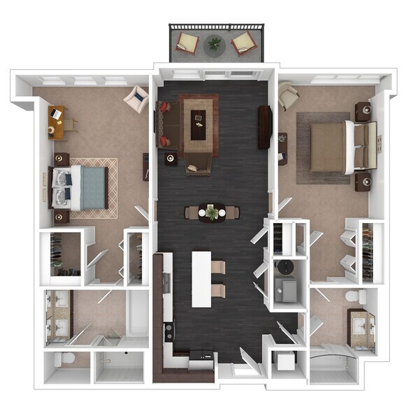 B6 3D Floor plan - Courthouse Square Apartments