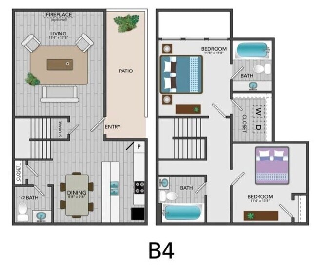 B4 - 2BD, 2.5BA - 1250SF - Coronado Villas