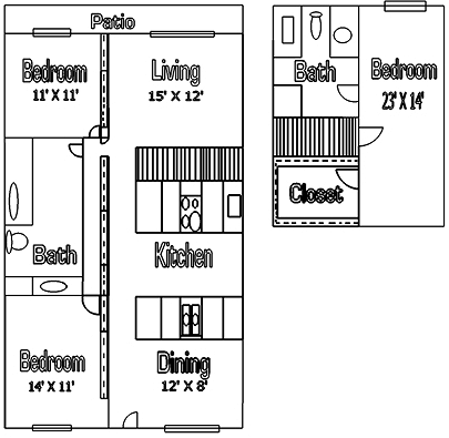 C1 - Three-Bedroom, Two-Bathroom - The Bristols Apartments