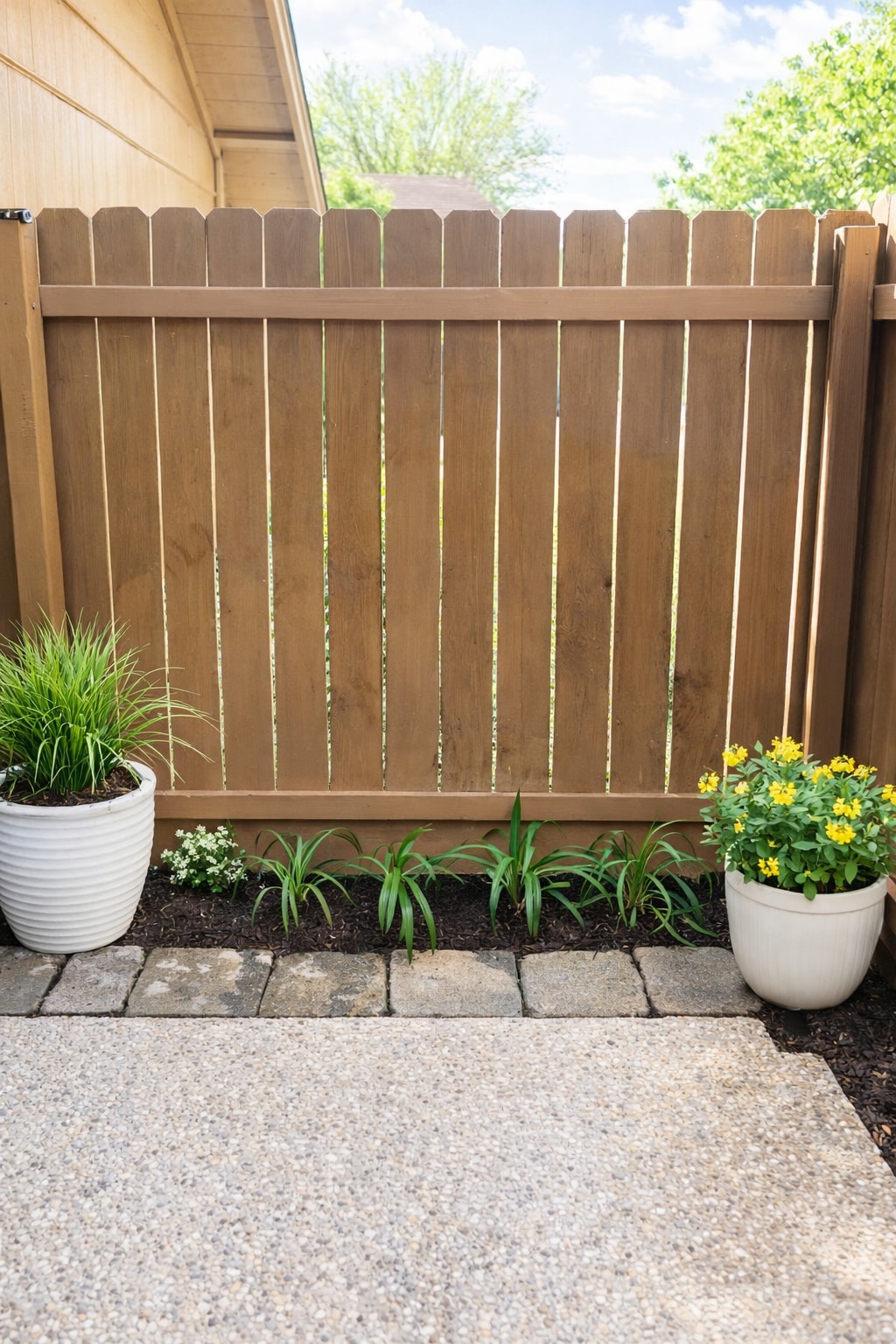 Small, fenced-in back patio offering a quiet, private outdoor retreat. - 5917 Little Creek Trl