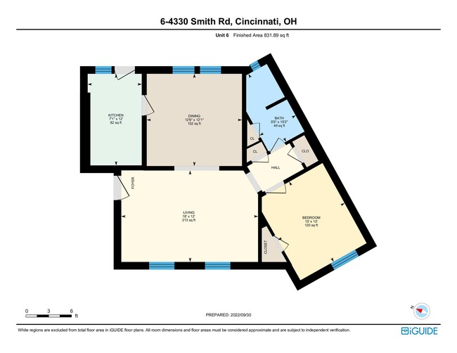 1 Bedroom Floorplan - 4330 Smith Rd