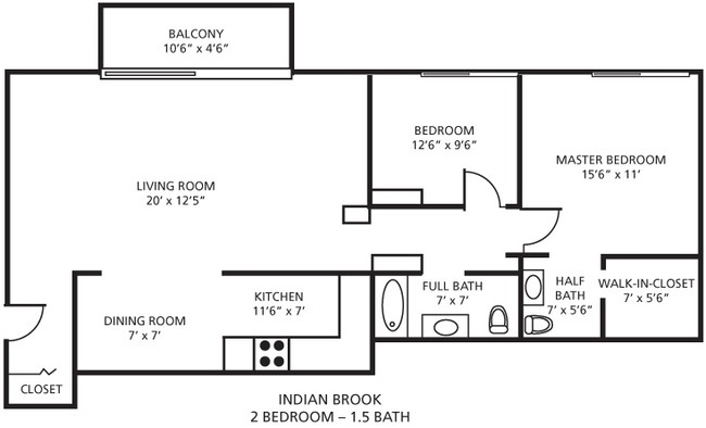 2BR/1.5BA - Indian Brook Apartments