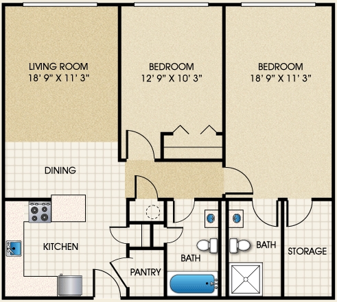 2BR/2BA - The Bluffs