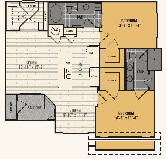 2 Bed 2 Bath 1,094ft - The Royce at 8100