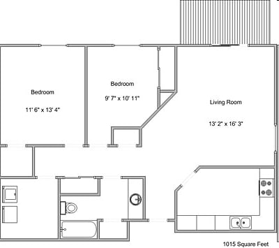 2BR/1BA - Park Place Apartment Community