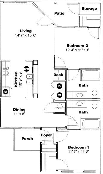 2BR/2BA - Lakeshore Apartments