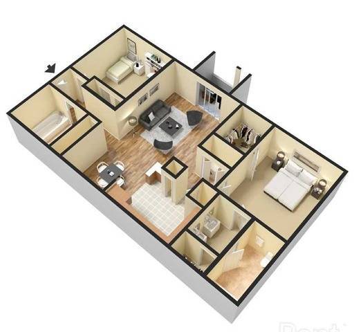 2 bedroom, 2 bath, 1105 sq. ft. - Campbell Flats