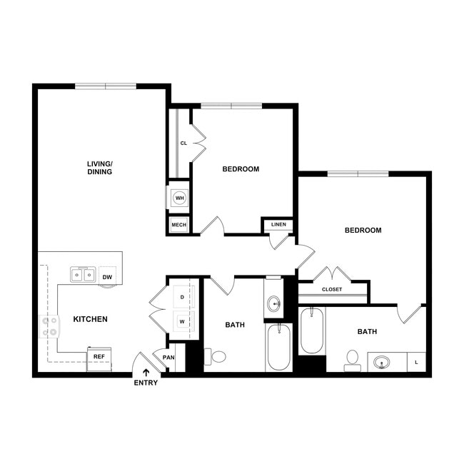 2 Bedroom, 2 Bath, 962 sq. ft. - Rockwell Place Senior Apartments