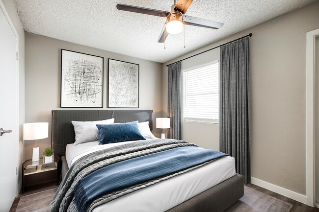 Step into comfort with these beautifully renovated guest bedroom. Featuring fresh paint, updated flooring, and modern ceiling fans, these spaces are ready to be personalized to your style. - Villa De Oro