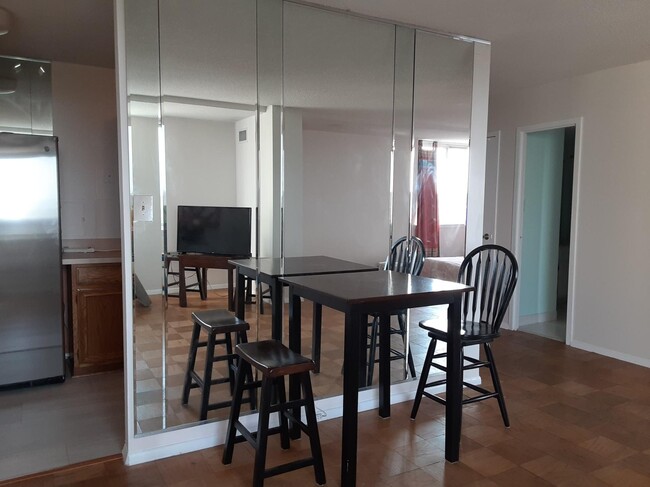 Paneled mirror all in dining area lend to spaciousness and reflections of DC from living room window - 501 Slaters Ln