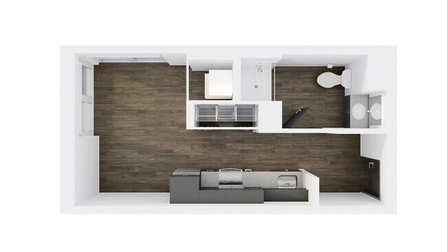 Sylvan Studio - 3D Floor Plan - Broadview at Vanderbilt
