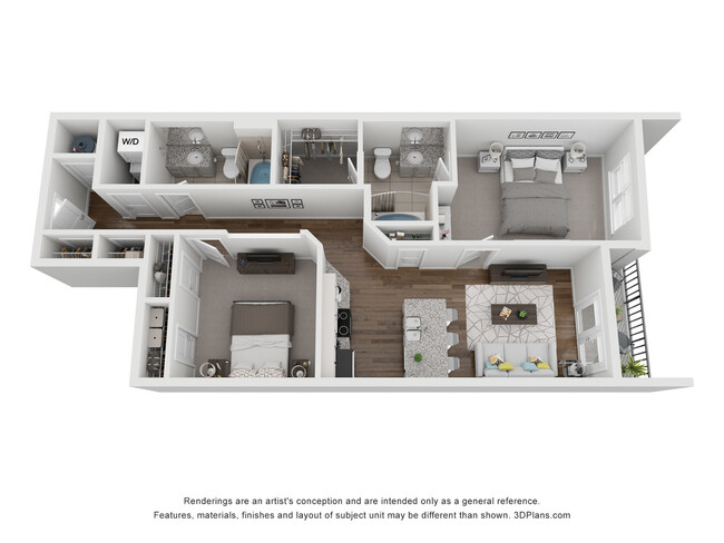 Explore this well-designed apartment layout with ample natural light and functional space. - Infinity Midtown