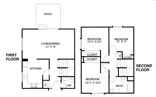 3BR/1.5BA - Hazelcrest Place Apartments & Townhomes