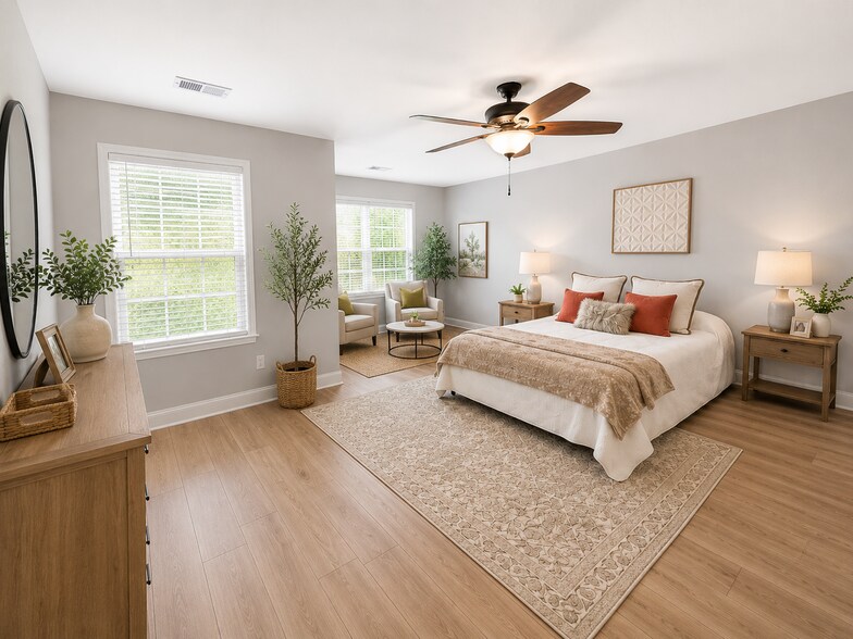 primary bedroom, new flooring and paint, some virtual staging - 1107 Bennington Dr
