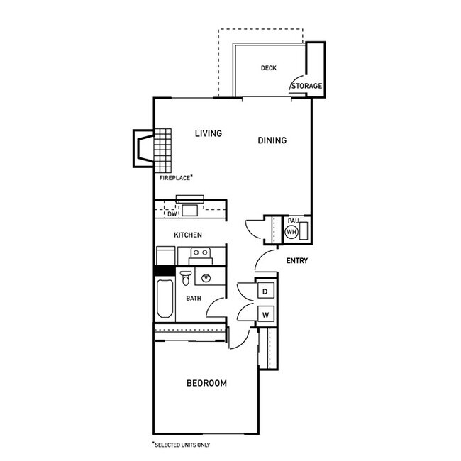1 Bedroom 1 Bathroom 2D Floor Plan - Sutter Station