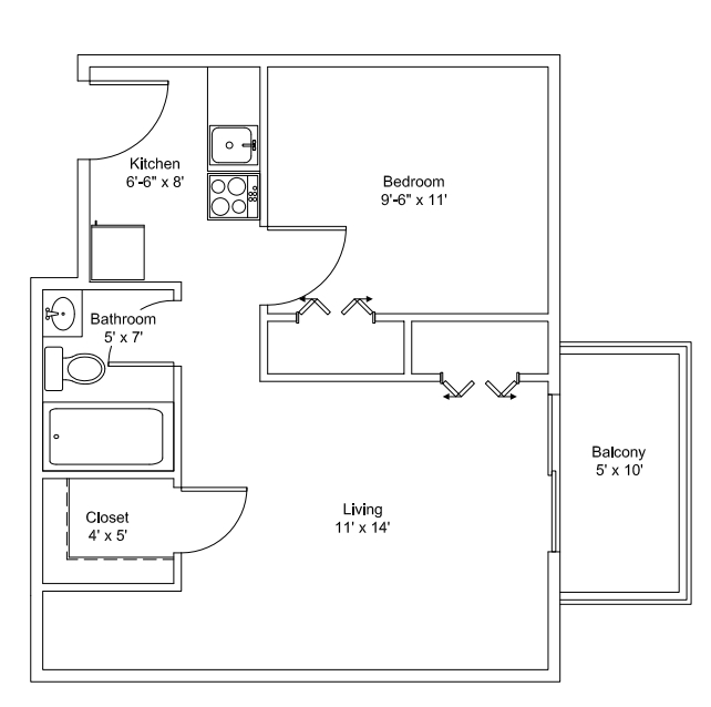 1BR/1BA - Belvedere House Apartments