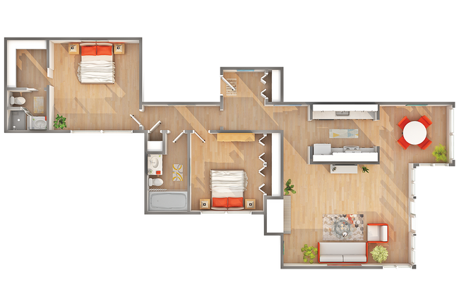 West - B6 | 2-Bedroom Floorplan - Arrive Magnolia West