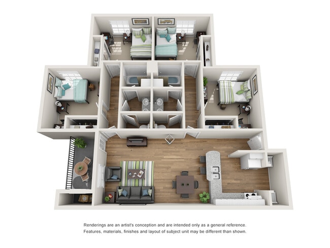 D1 Furnished: 4 BD | 2 BA | 1276 SF - The Oliver