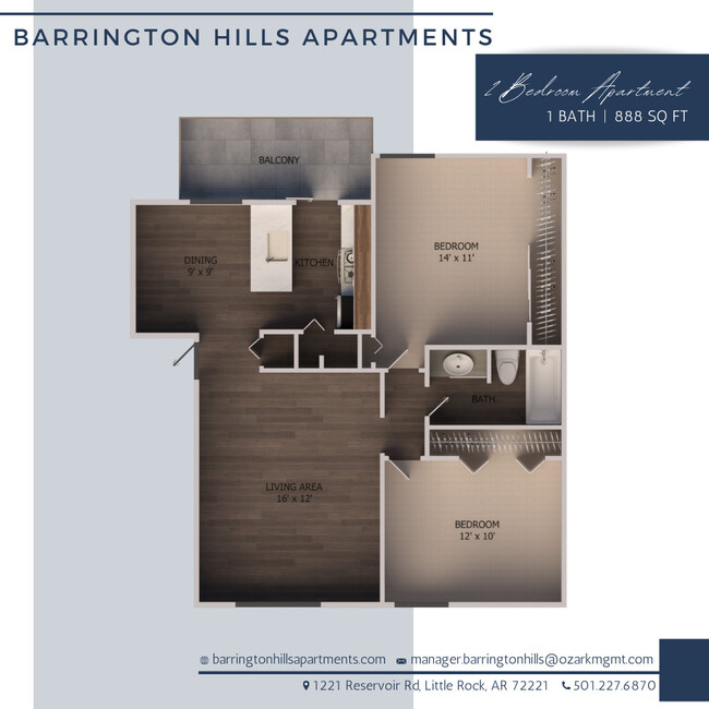 2BR/1BA - Barrington Hills Apartments