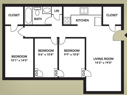 3BR/1BA - Village South Apartments