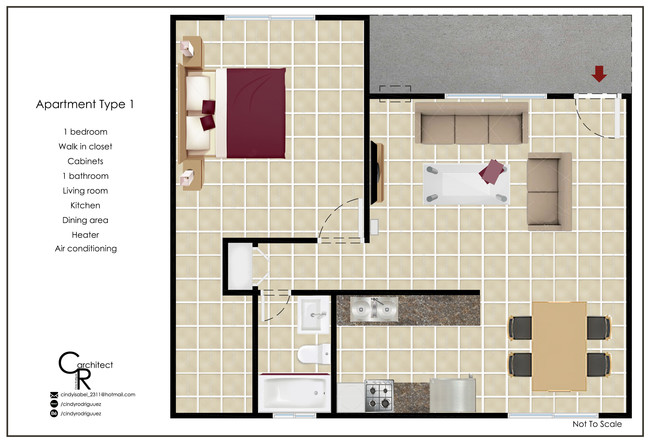 Floor Plan - 1 BR - Casa Buena Apartments