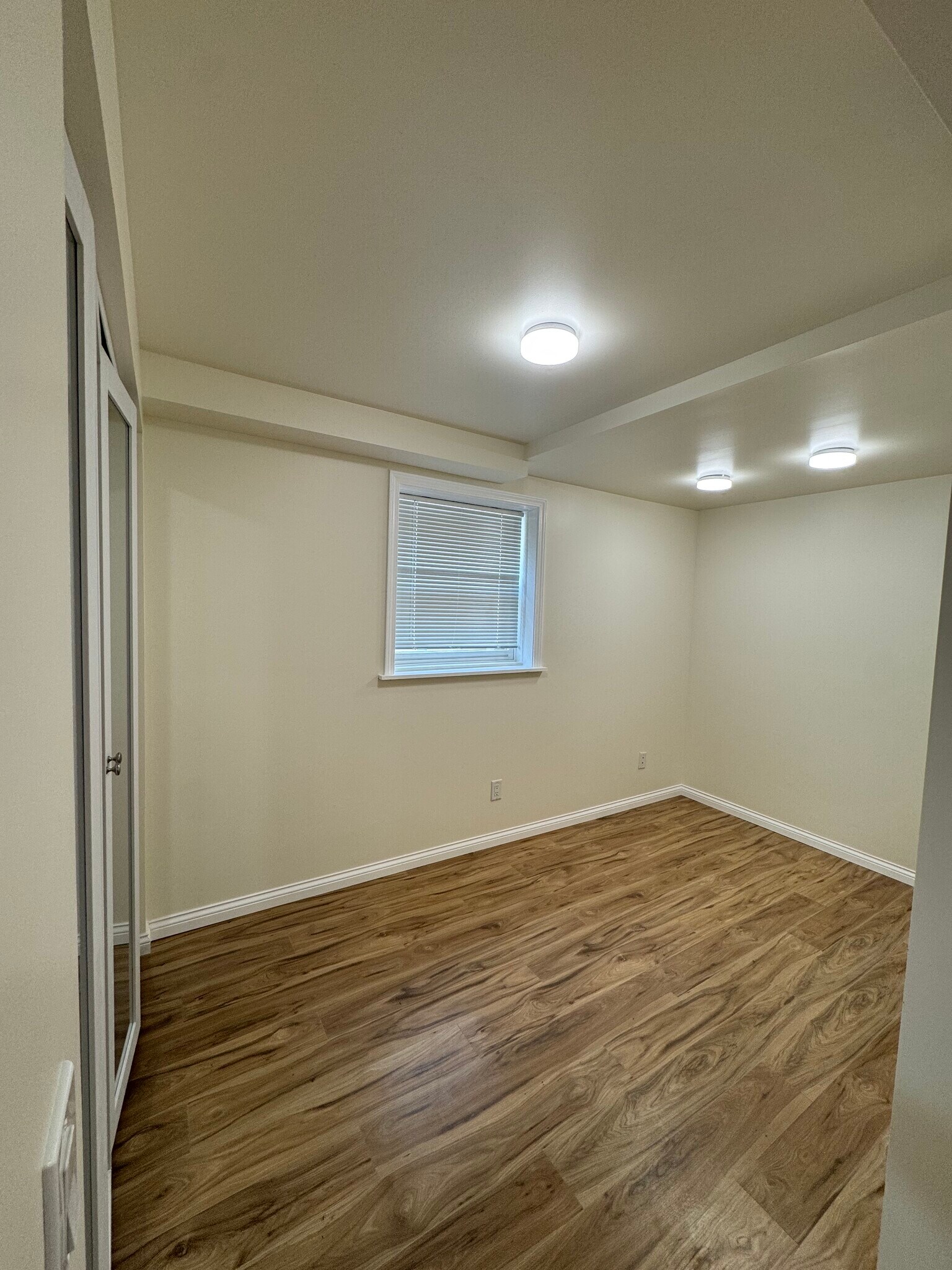 Bright, versatile room with wood-style floors, modern lighting, and mirrored closet—ideal for any us - 328 N Allen St