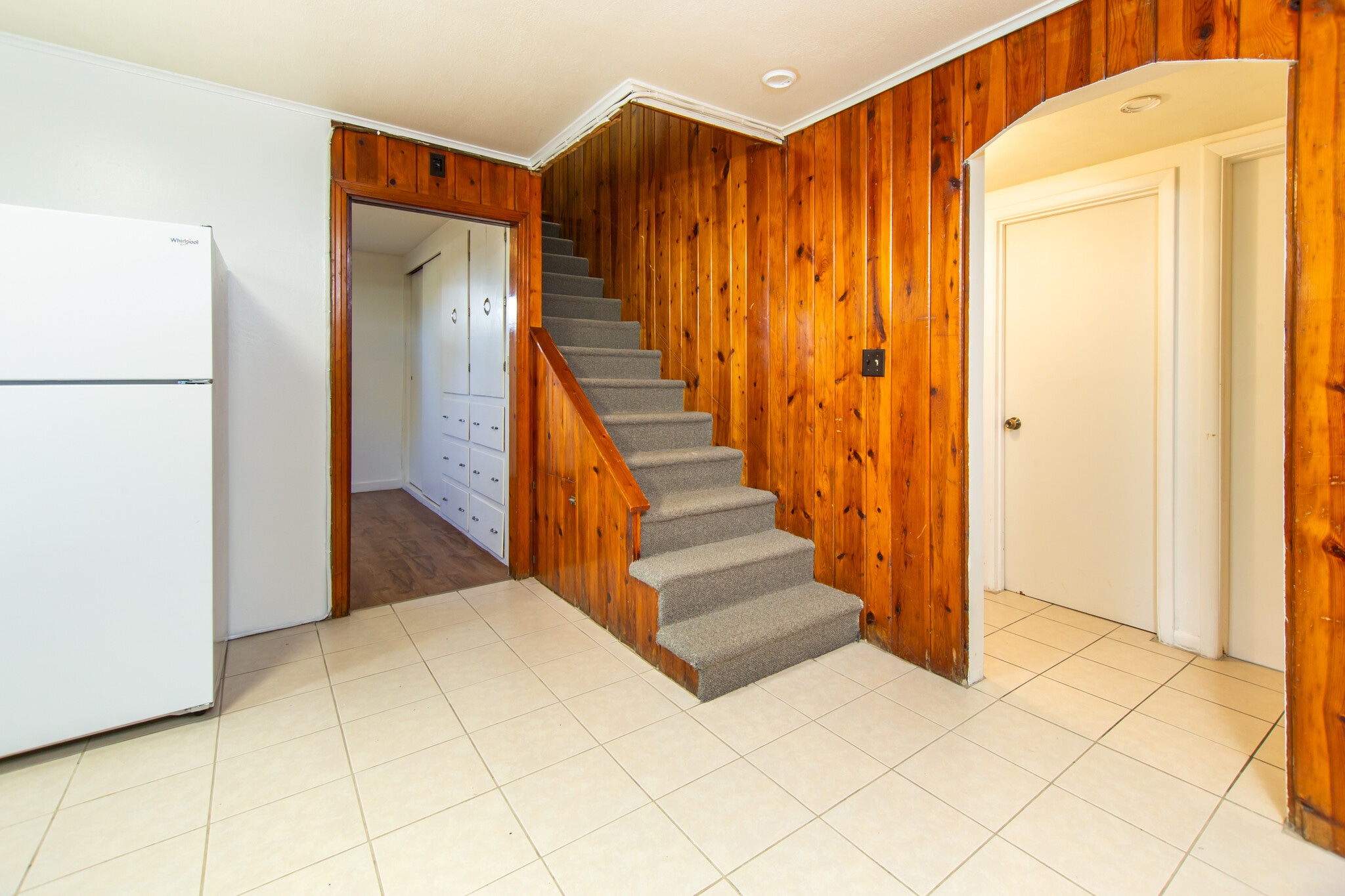 Stairs coming down to basement apartment - 318 Saint Onge St