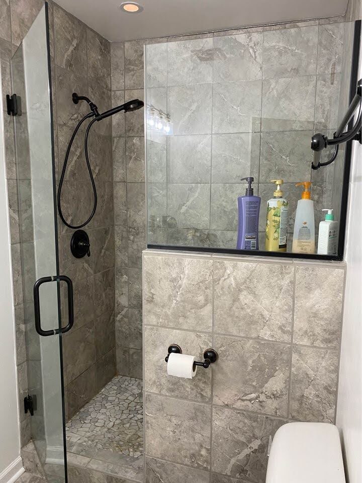 large, tiled shower - 1214 Berkeley St