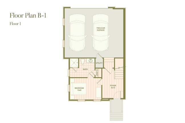 Floor plan B features a two-car garage and flexible den space - Fenland Townhomes