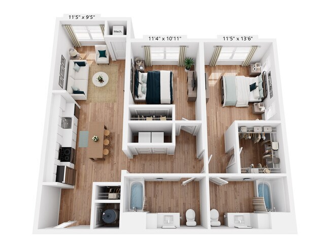 B4 | 2x2 | 1,101 sq ft - The Henry